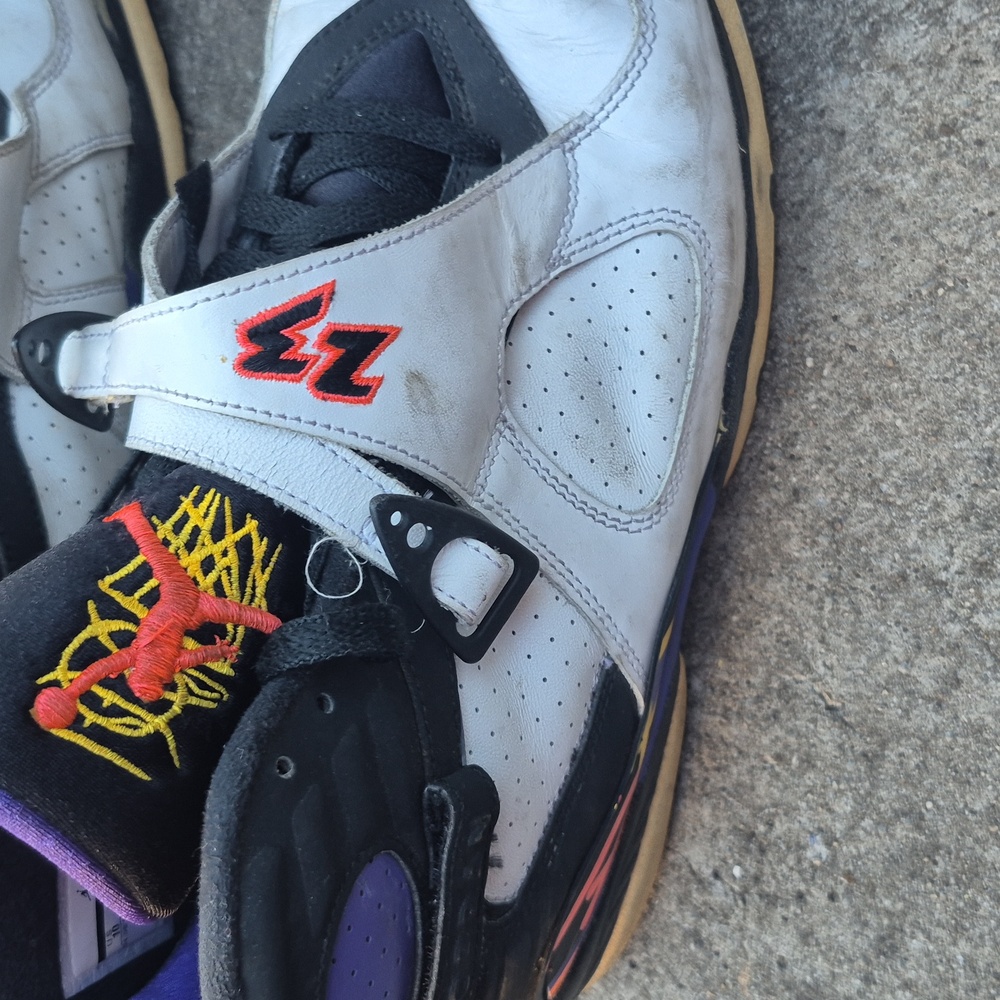 Air Jordan [23] Black and White High-Top Sneakers - Picture 2 of 7